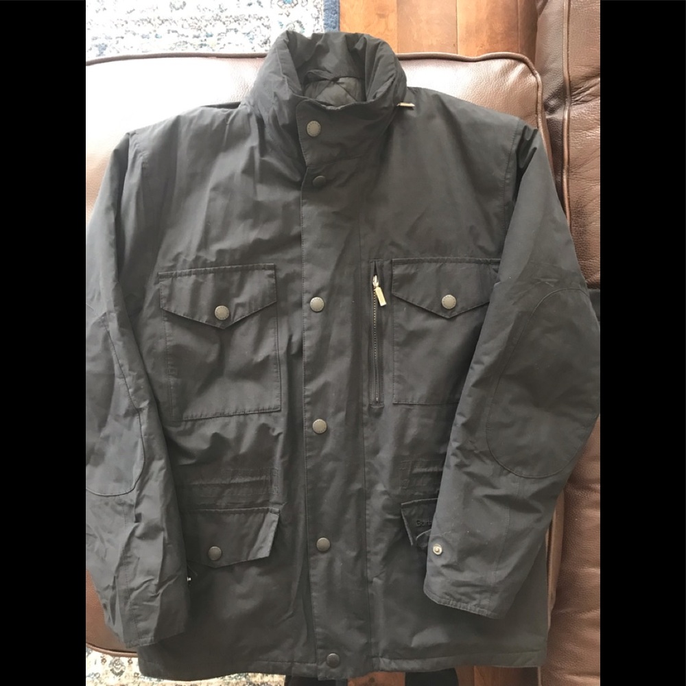 Barbour black classic padded waterproof coat.